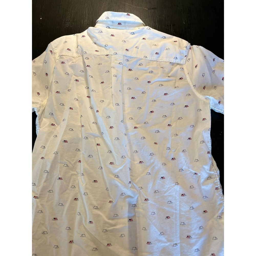 Eddie Bauer Mens Classic Fit‎ Short Sleeve Button Down Shirt Camping Print XL - Picture 5 of 5
